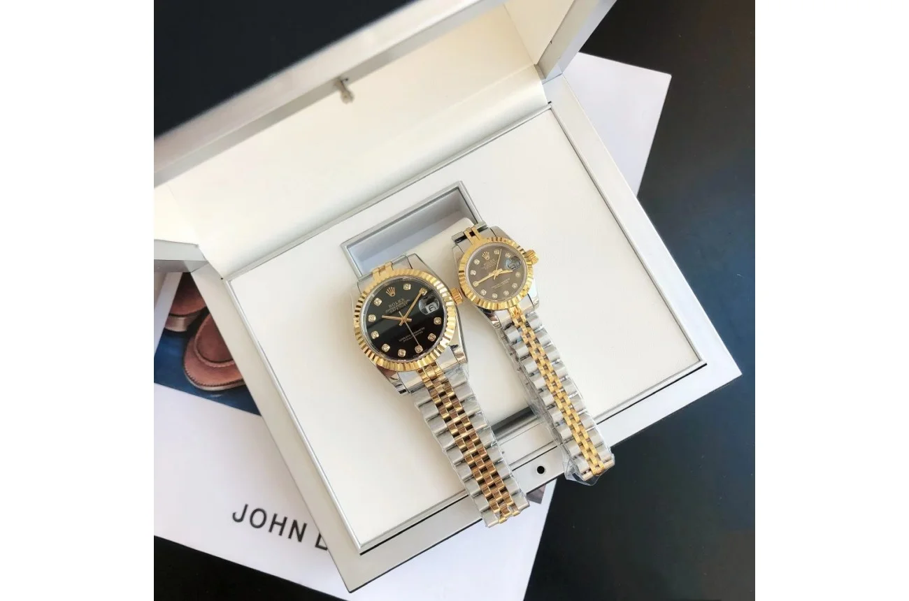 Couple Watches Rolex Datejust 36/28mm RG/SS Jub Black/Dia - gallery